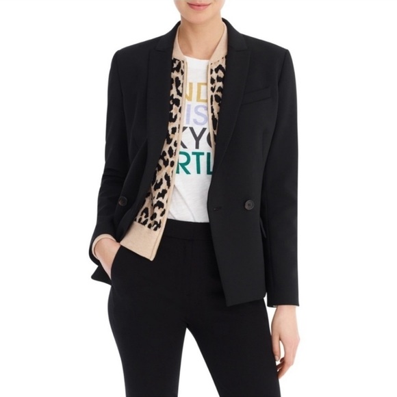 J. Crew Dover Blazer Double Breasted Black Size 4 - Picture 2 of 13